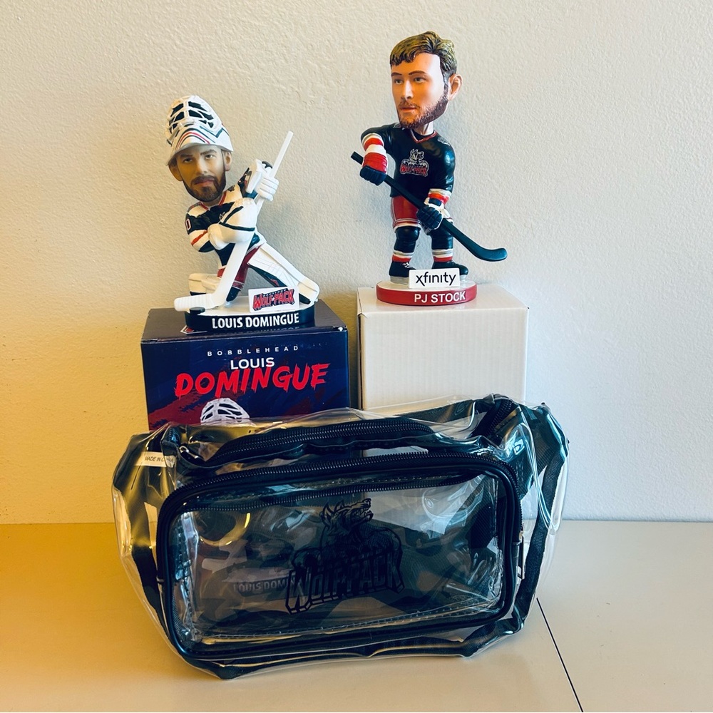 Louis Domingue PJ Stock Bobble Head Fanny Pack Hartford Wolf Pack Rangers Hockey